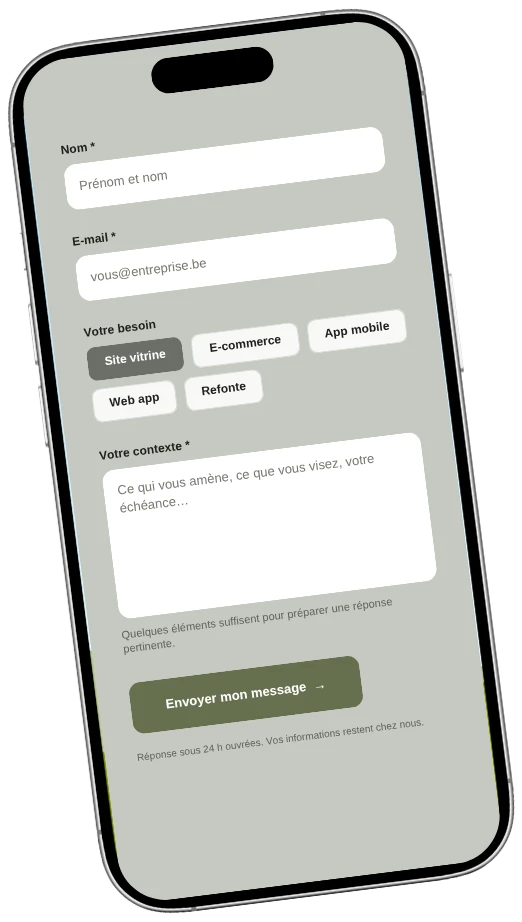 Aperçu du formulaire de contact d’IZK Agency sur mobile